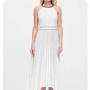 Banana Republic Pleated Fit-and-Flare Dress, White